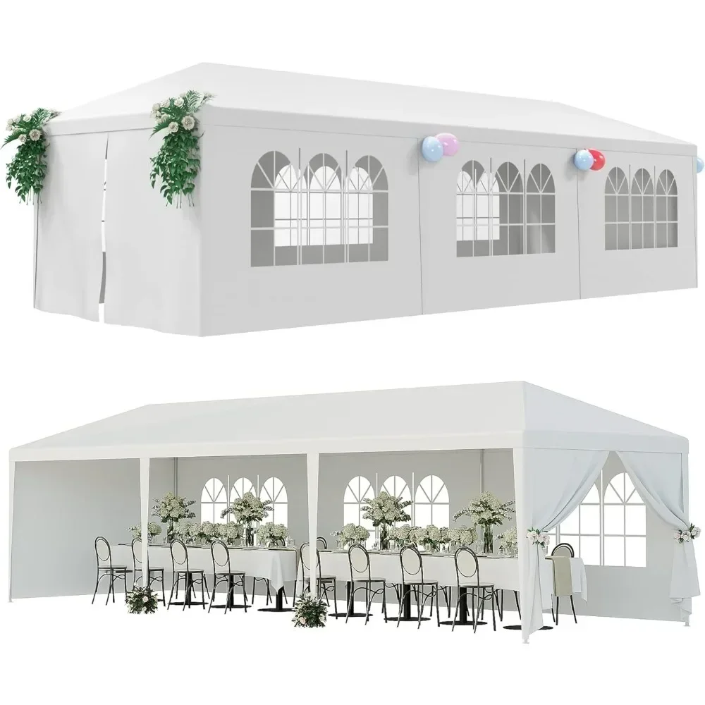 Šator sa nadstrešnicom 10×30 ft za venčanja, roštilje, događaje – uklonjivi bočni zidovi, vodootporan i izdržljiv! – ŠATOR ZA PROSLAVE